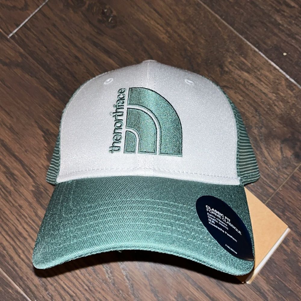 New North Face mesh SnapBack trucker hat cap baseball Half Dome Unisex Sage GRN